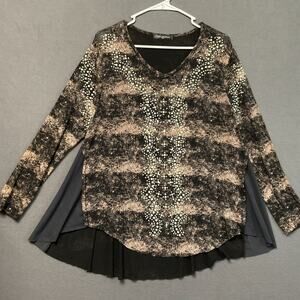 Voice of California Shirt Womens 1XL Embellished Layered Long Sleeve Top